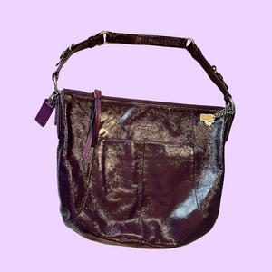 Coach HOBO Shoulder Bag, Purple Patent Leather with HANG TAGS zip close
